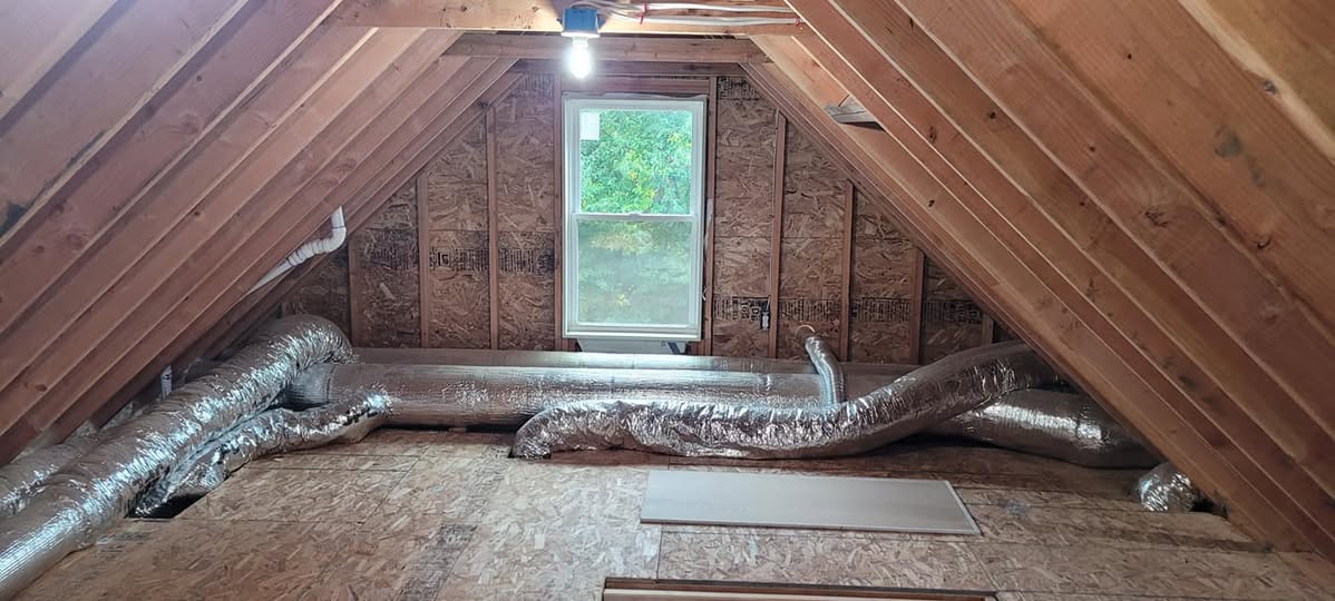 Insulated flex ductwork run through attic